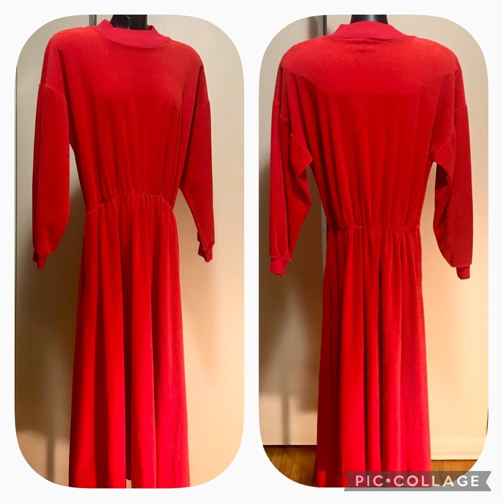 Vintage Red Velour Mary Rose Dress